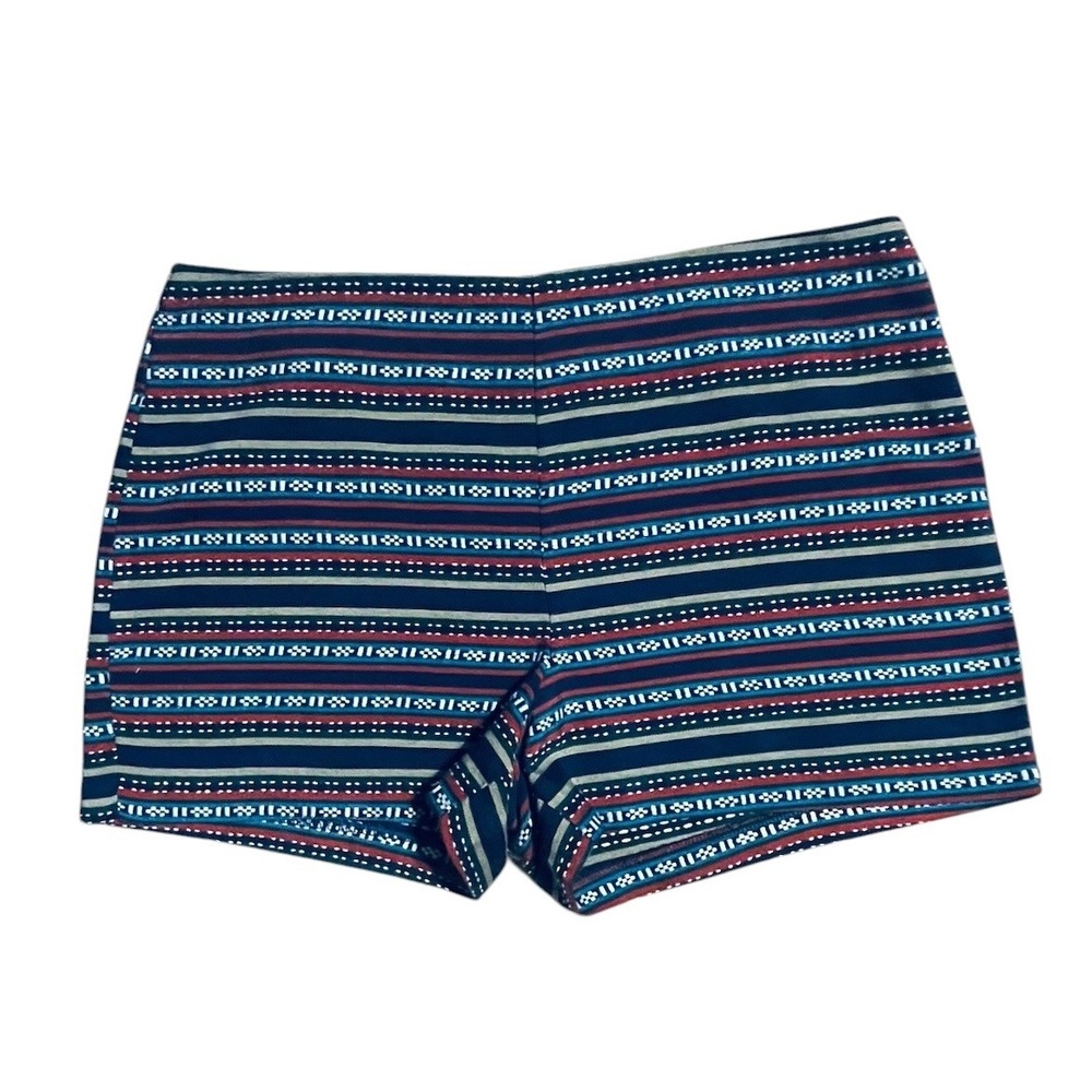 Jolt Womens Southwestern Geometric Stripe High Waisted Shorts Blue Red Size 7